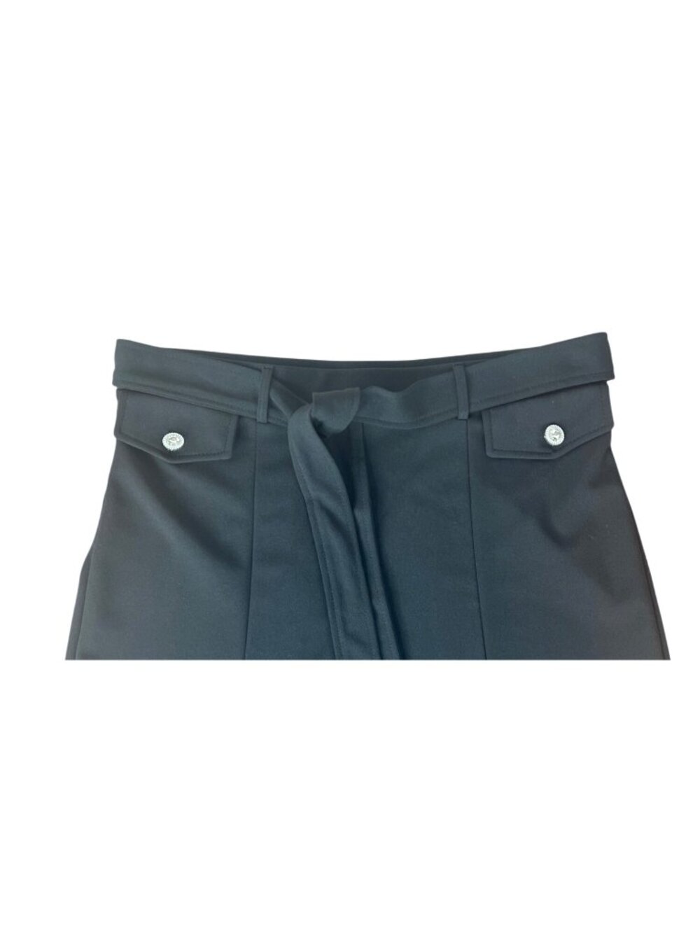 NYCC Black Pleated A-Line Skirt With Rhinestone Buttons & Waist Tie Size Medium - Picture 13 of 13